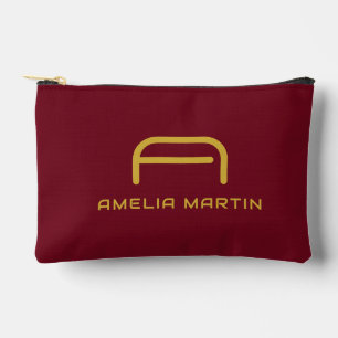 Luxe Gouden Initiaal Monogram Diep Bordeauxrood Etui
