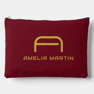 Luxe Gouden Initiële Monogram Burgundyrood Etui