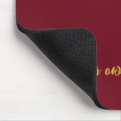 Luxe Gouden Initiële Monogram Burgundyrood Muismat (Hoek)
