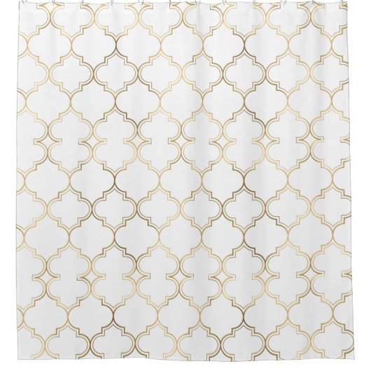 Luxe Gouden Islamitische Geometrische Patroon Moti Douchegordijn (Voorkant)