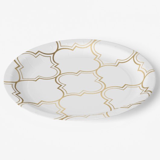 Luxe Gouden Islamitische Geometrische Patroon Moti Papieren Bordje (Gekanteld)