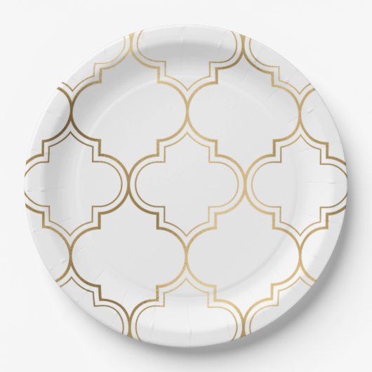 Luxe Gouden Islamitische Geometrische Patroon Moti Papieren Bordje (Voorkant)