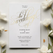 Luxe Gouden Kalligrafie Huwelijk Elegant Script Folie Uitnodiging