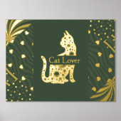 Luxe gouden kat abstract Fine Art Real Folie Afdrukken (Voorkant)