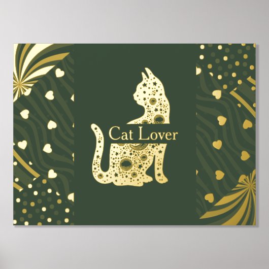 Luxe gouden kat abstract Fine Art Real Folie Afdrukken (Voorkant)