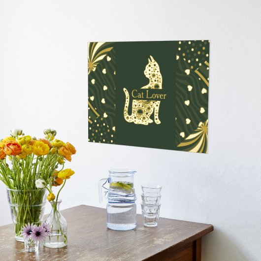Luxe gouden kat abstract Fine Art Real Folie Afdrukken (Laag (Keuken))