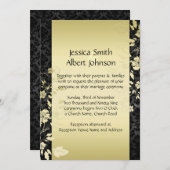 Luxe Gouden Kersenbloesem Damask Bruiloft Uitnodig Kaart (Voorkant / Achterkant)