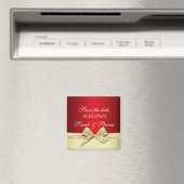 Luxe Gouden Kerstlint Save the date Magneet (Insitu (Vaatwasser))