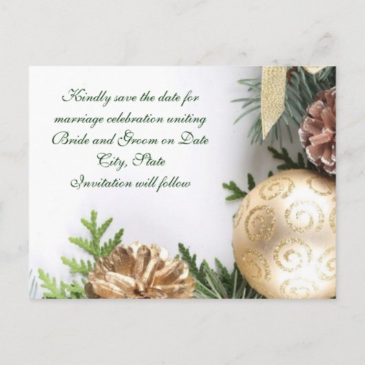 Luxe Gouden Kerstmis Winter Opslaan datumkaart Aankondigingskaart (Achterkant)