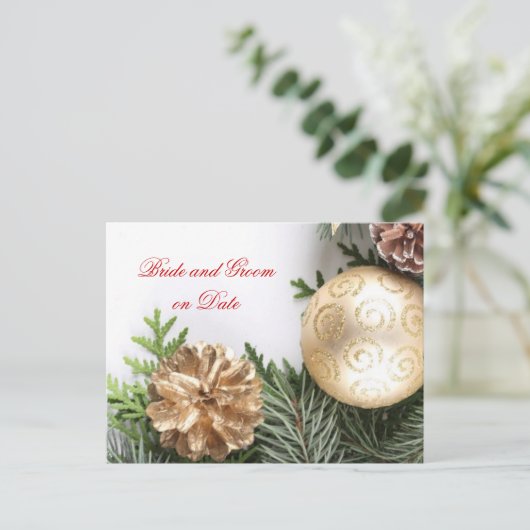 Luxe Gouden Kerstmis Winter Opslaan datumkaart Aankondigingskaart (Staand voorkant)