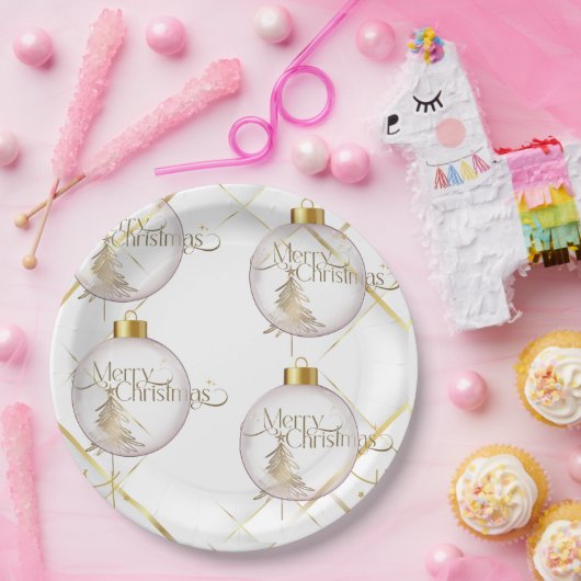 Luxe gouden kerstpapier Bord (Feest)