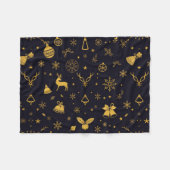 Luxe Gouden Kerstpatroon Fleece Deken (Voorkant (Horizontaal))