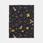 Luxe Gouden Kerstpatroon Fleece Deken (Voorkant)