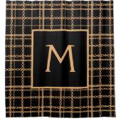 Luxe gouden kettingen op zwarte achtergrond Monogr Douchegordijn (Voorkant)