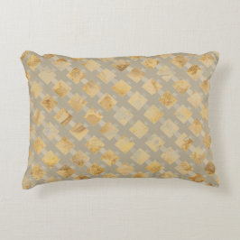 Luxe, gouden khaki roosterpatroon, kruislingse str accent kussen