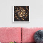 Luxe Gouden Kosmische Wervelwind - Abstracte Diepe Canvas Afdruk (Insitu (Woonkamer))