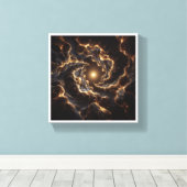Luxe Gouden Kosmische Wervelwind - Abstracte Diepe Canvas Afdruk (Insitu (Houten vloer))