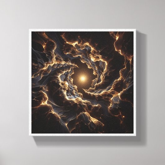 Luxe Gouden Kosmische Wervelwind - Abstracte Diepe Canvas Afdruk (Voorkant)