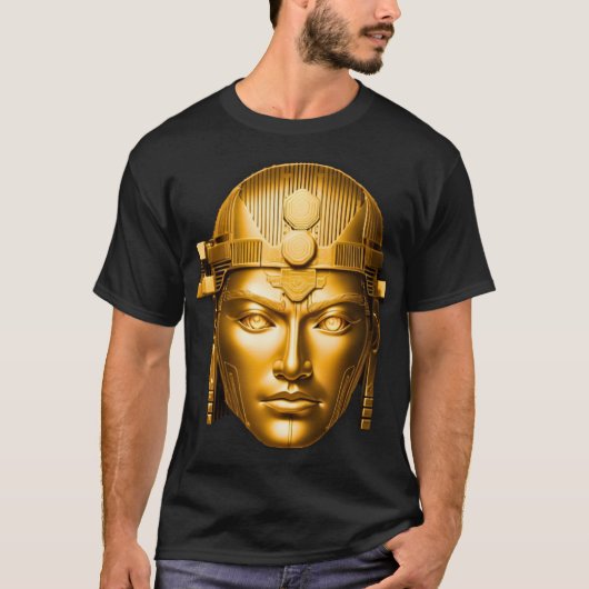 Luxe Gouden Krijger Gezicht T-Shirt (Voorkant)