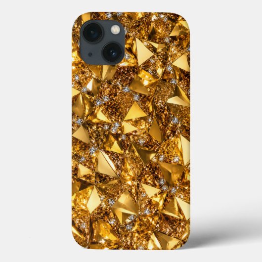 Luxe Gouden Kristal iPhone 13 Kunst Case Design (Achterkant)