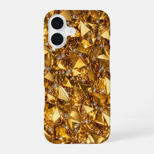 Luxe Gouden Kristal iPhone 16 Kunst Case Design Hoesje (Achterkant)