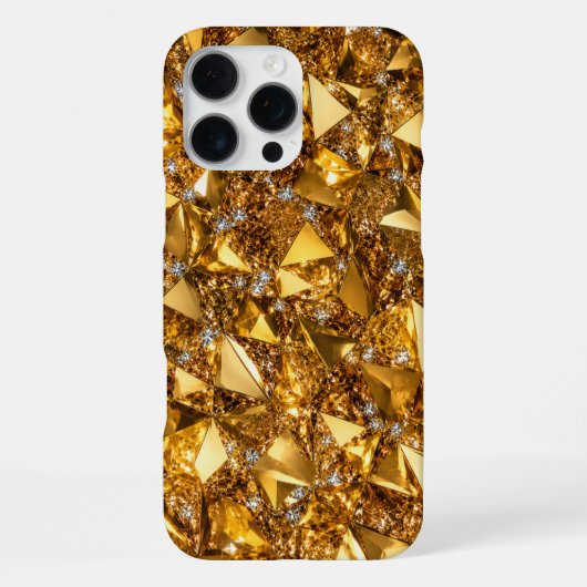 Luxe Gouden Kristal iPhone 16 Pro Max Kunst Case Hoesje (Achterkant)