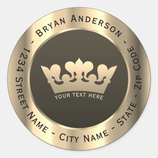 Luxe gouden kroon retour adres label (Voorkant)