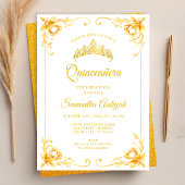 Luxe Gouden Kroon Wit en Goud Quinceanera Kaart