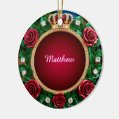 Luxe Gouden Kroonframe Versierd Met Rozen Keramisch Ornament (Links)