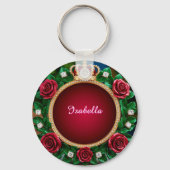 Luxe gouden kroonframe versierd met rozen sleutelhanger (Achterkant)