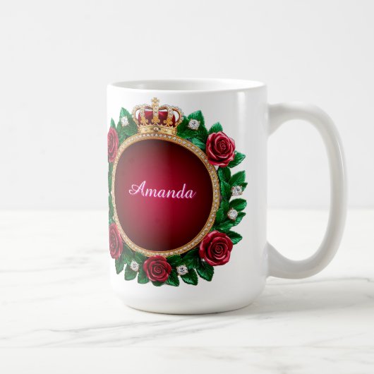 Luxe gouden kroonlijst versierd met rozen koffiemok (Rechts)