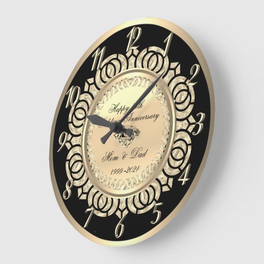 Luxe Gouden Krullen Zwart 25-jarig Huwelijksjubile Grote Klok (Hoek)