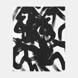 Luxe gouden kunst: Abstracte zwarte lijn. Fleece Deken