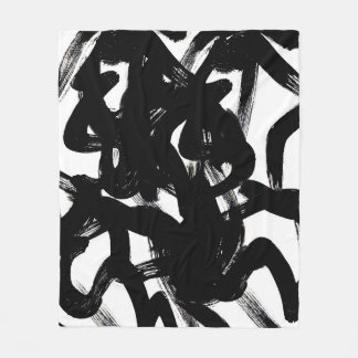 Luxe gouden kunst: Abstracte zwarte lijn. Fleece Deken