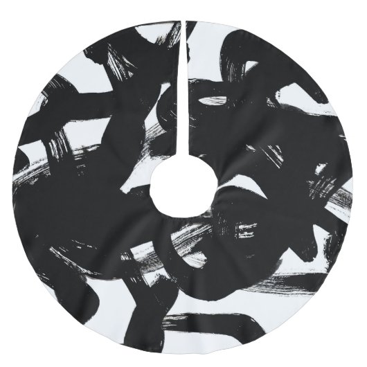 Luxe gouden kunst: Abstracte zwarte lijn. Kerstboom Rok (Voorkant)