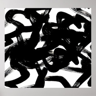 Luxe gouden kunst: Abstracte zwarte lijn. Poster