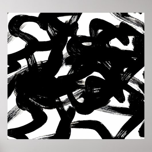 Luxe gouden kunst: Abstracte zwarte lijn. Poster (Voorkant)