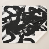 Luxe gouden kunst: Abstracte zwarte lijn. Sherpa Deken (Voorkant (horizontaal))