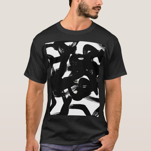 Luxe gouden kunst: Abstracte zwarte lijn. T-shirt (Voorkant)
