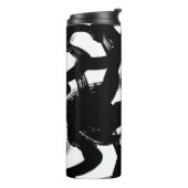 Luxe gouden kunst: Abstracte zwarte lijn. Thermosbeker (Gedraaid links)