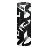 Luxe gouden kunst: Abstracte zwarte lijn. Thermosbeker (Achterkant)