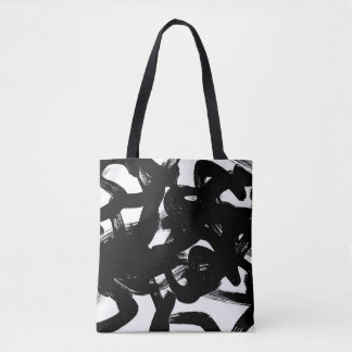 Luxe gouden kunst: Abstracte zwarte lijn. Tote Bag