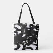 Luxe gouden kunst: Abstracte zwarte lijn. Tote Bag (Achterkant)