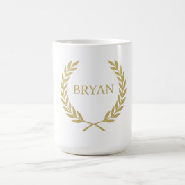 Luxe gouden lauwerkrans monogram koffiemok
