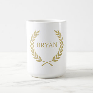 Luxe gouden lauwerkrans monogram koffiemok