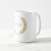 Luxe gouden lauwerkrans monogram koffiemok (Voorkant rechts)