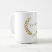 Luxe gouden lauwerkrans monogram koffiemok (Voorkant links)