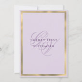 Luxe gouden lavendel monogram initiaal trouw kaart (Achterkant)