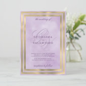 Luxe gouden lavendel monogram initialen bruiloft kaart (Staand voorkant)