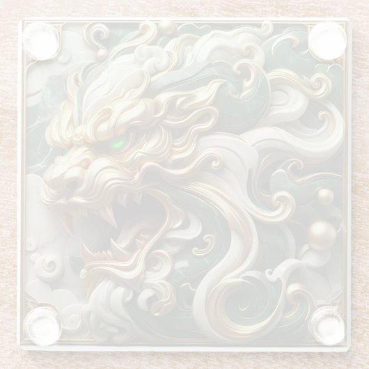 Luxe gouden leeuw symbool van macht glazen onderzetter (Achterkant)